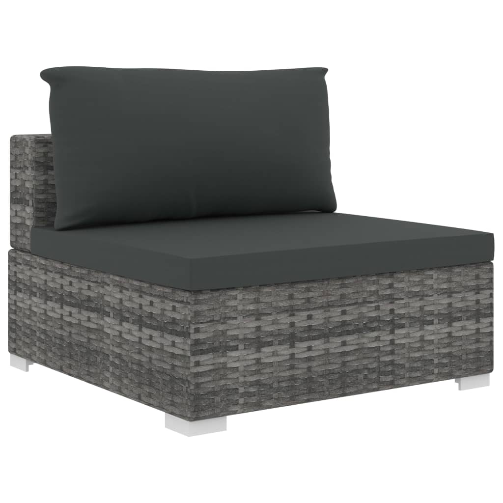 vidaXL 6 Piece Patio Lounge Set with Cushions Poly Rattan Gray