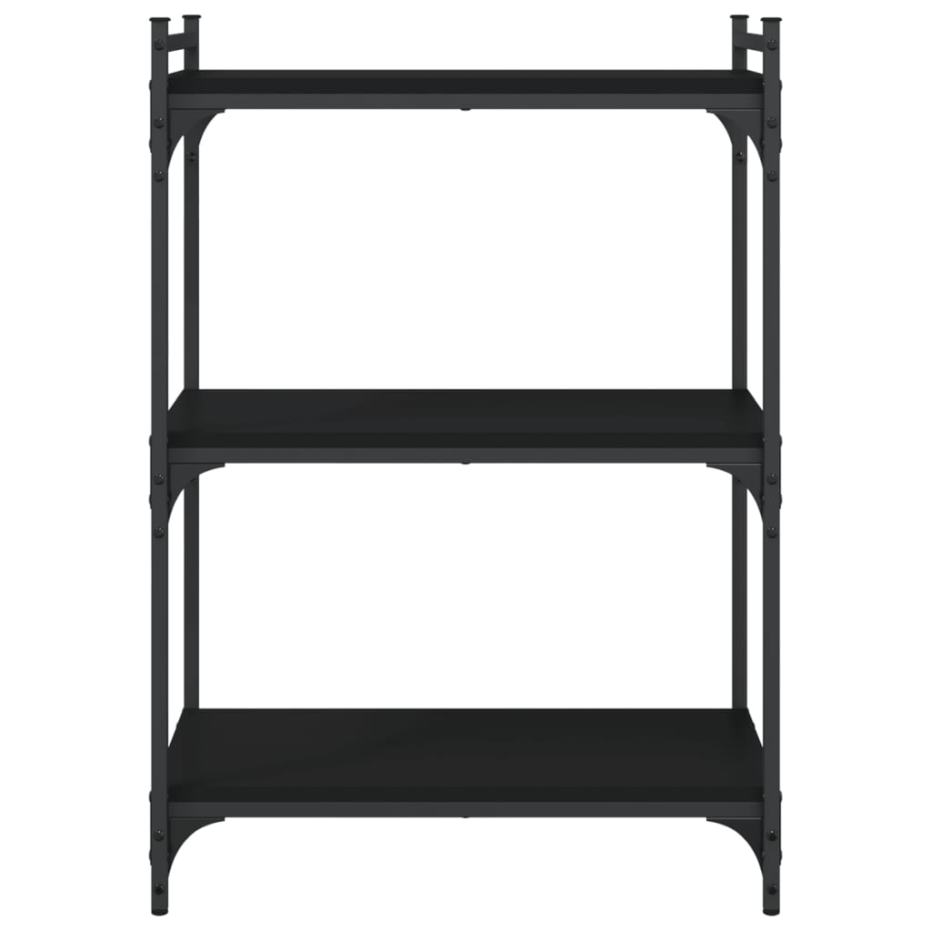 vidaXL Bookcase 3-Tier Black 23.6"x11.8"x33.9" Engineered Wood