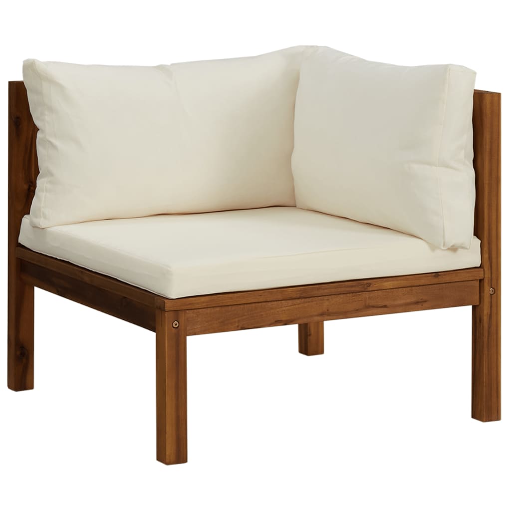 vidaXL 3-Seater Patio Sofa with Cream Cushion Solid Acacia Wood
