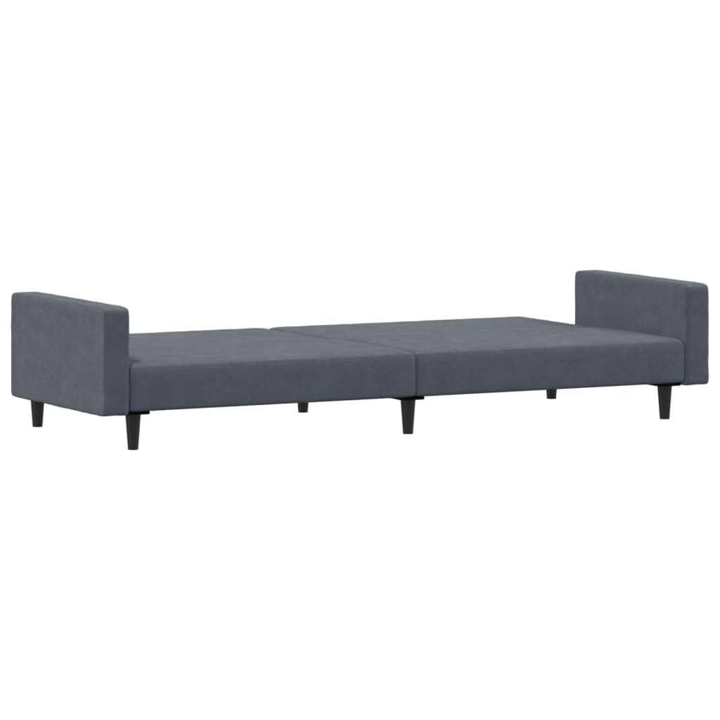 vidaXL 2-Seater Sofa Bed with Footstool Dark Gray Velvet