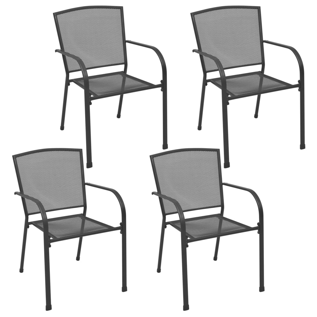 vidaXL Patio Chairs 4 pcs Mesh Design Anthracite Steel