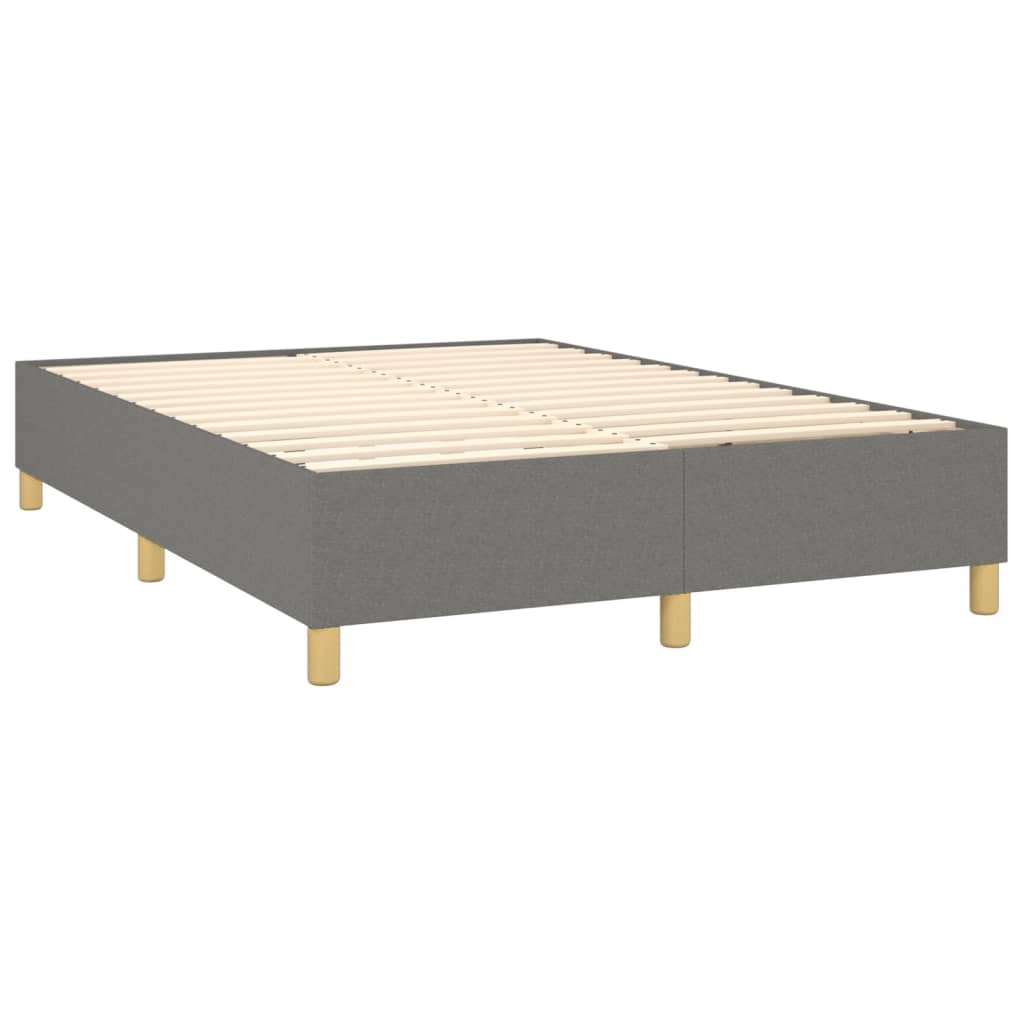 vidaXL Box Spring Bed with Mattress Dark Gray Queen Fabric