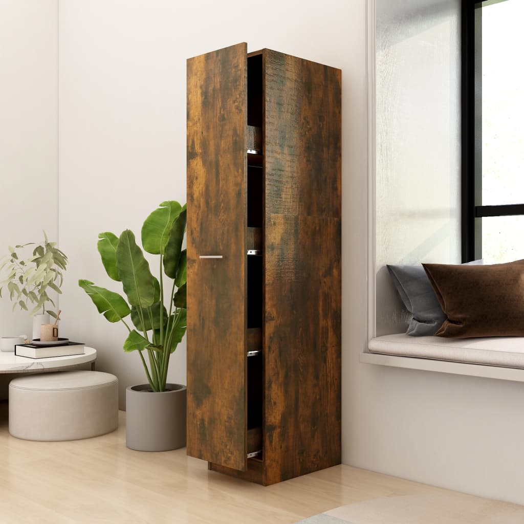 vidaXL Apothecary Cabinet Smoked Oak 11.8"x16.7"x59.1" Engineered Wood