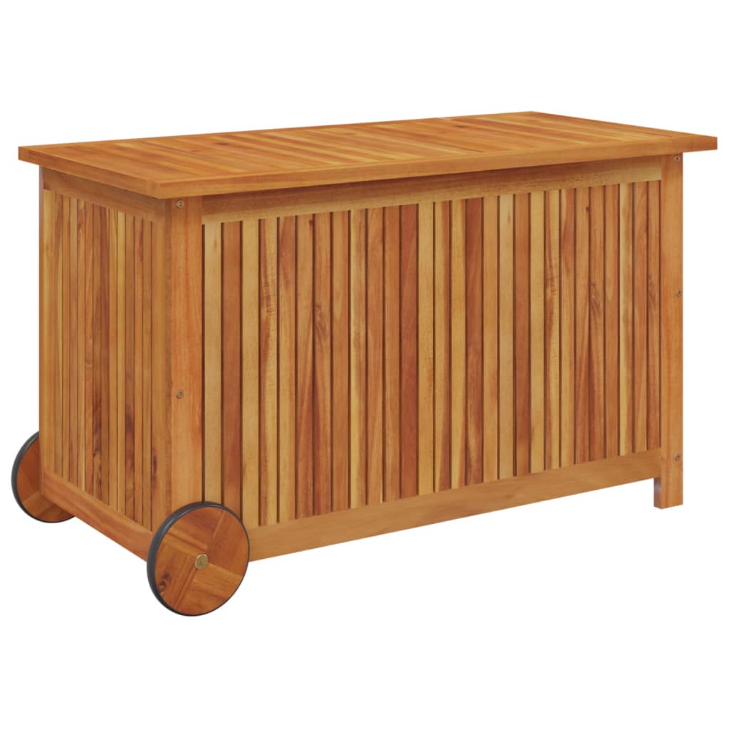 vidaXL Patio Storage Box with Wheels 35.4"x19.7"x22.8" Solid Wood Acacia