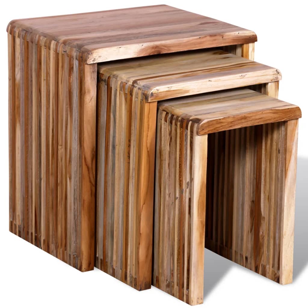vidaXL Nesting Table Set 3 Pieces Reclaimed Teak | vidaXL.com
