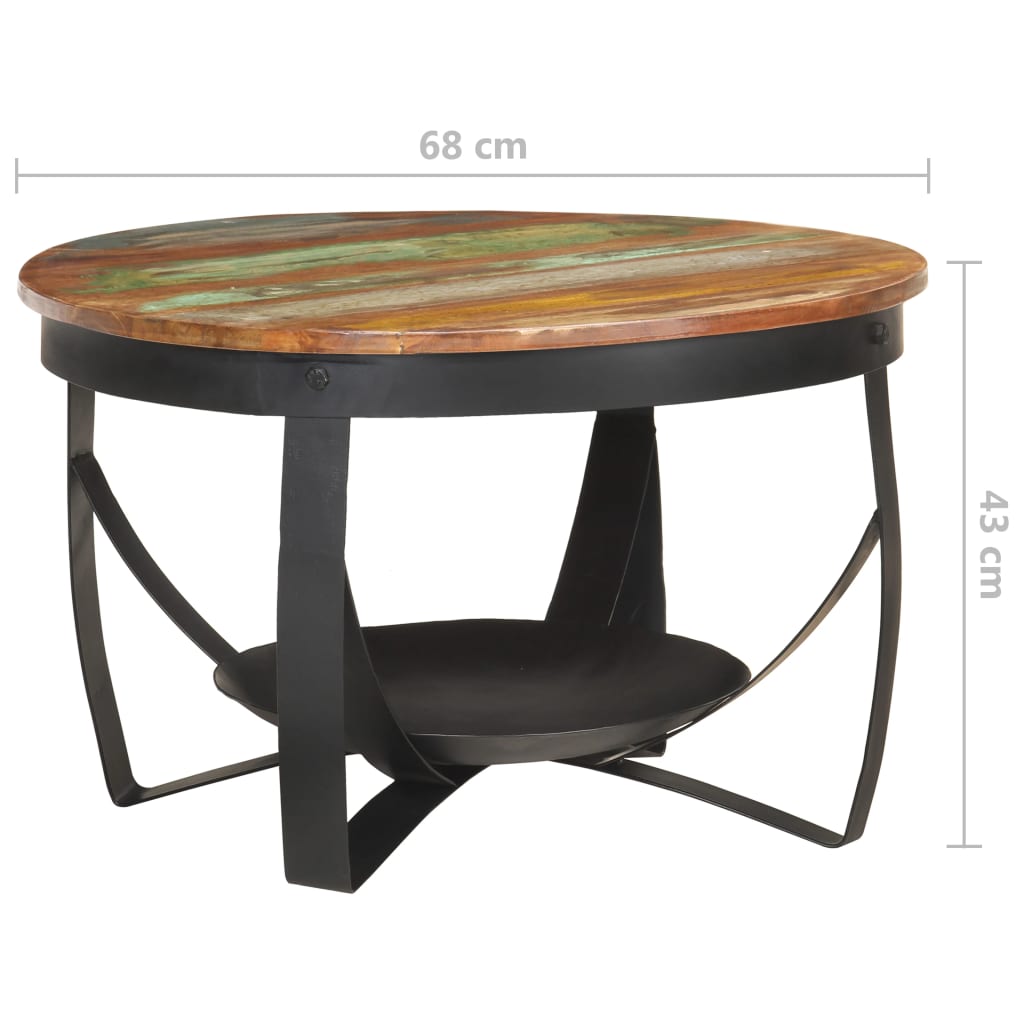 vidaXL Coffee Table Ø26.8"x16.9" Solid Reclaimed Wood