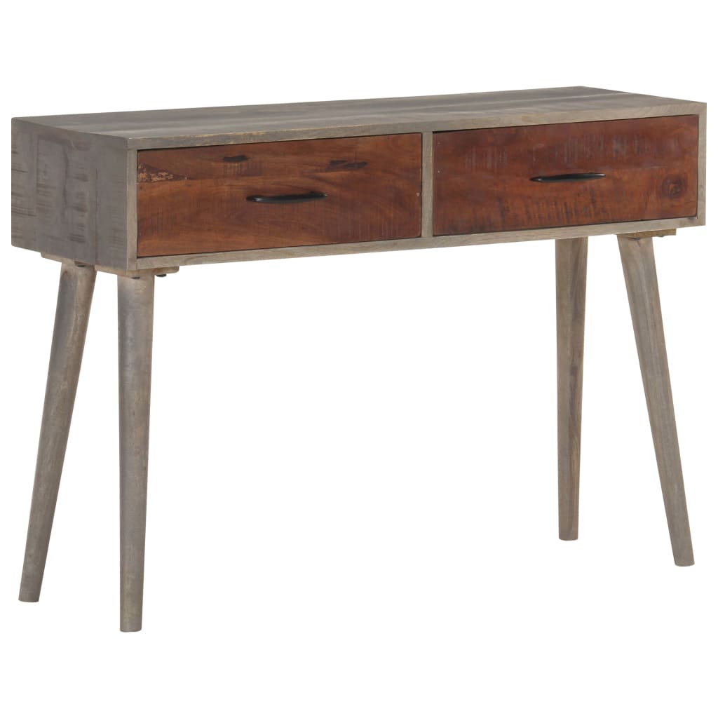 vidaXL Console Table Gray 43.3"x13.8"x29.5" Solid Rough Mango Wood