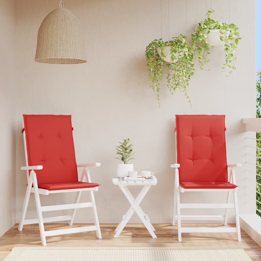 vidaXL Garden Highback Chair Cushions 2 pcs Red 47.2"x19.7"x1.2" Fabric