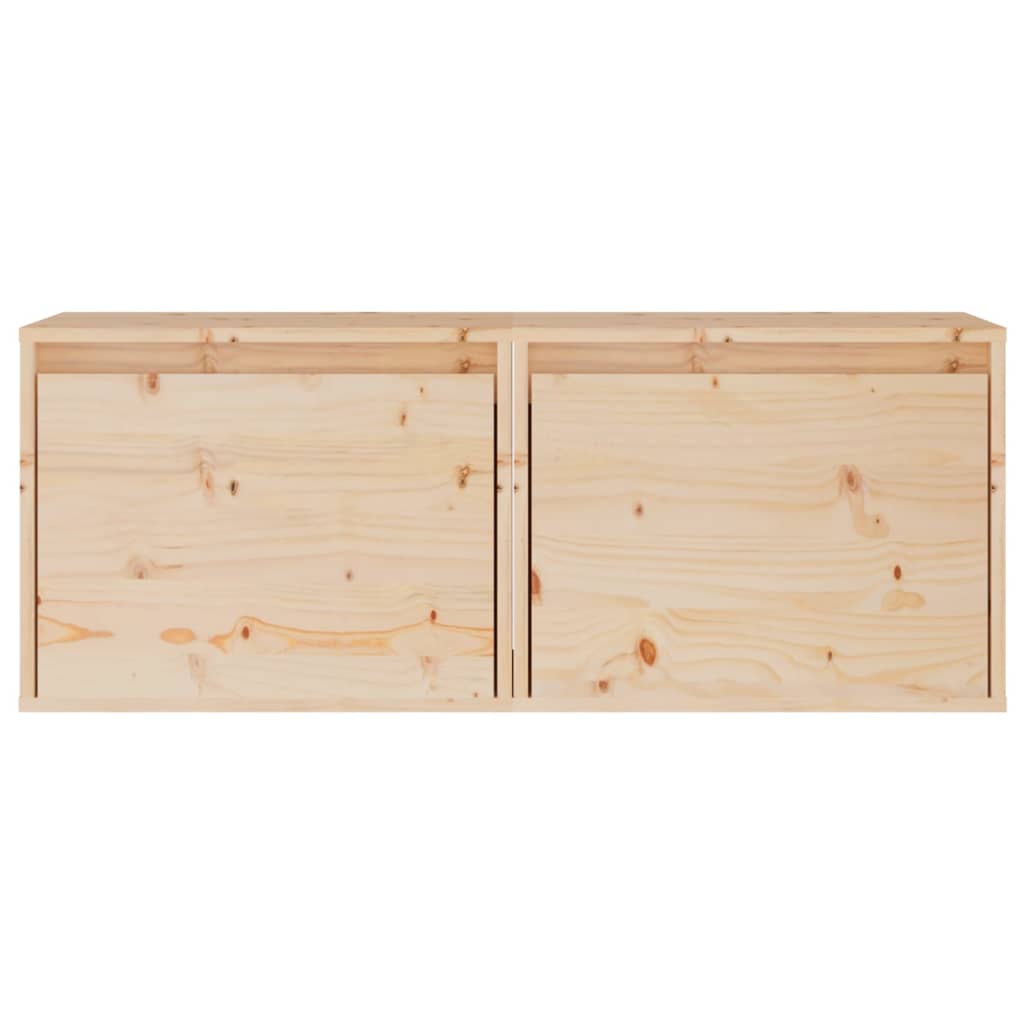 vidaXL Wall Cabinets 2 pcs 17.7"x11.8"x13.8" Solid Wood Pine