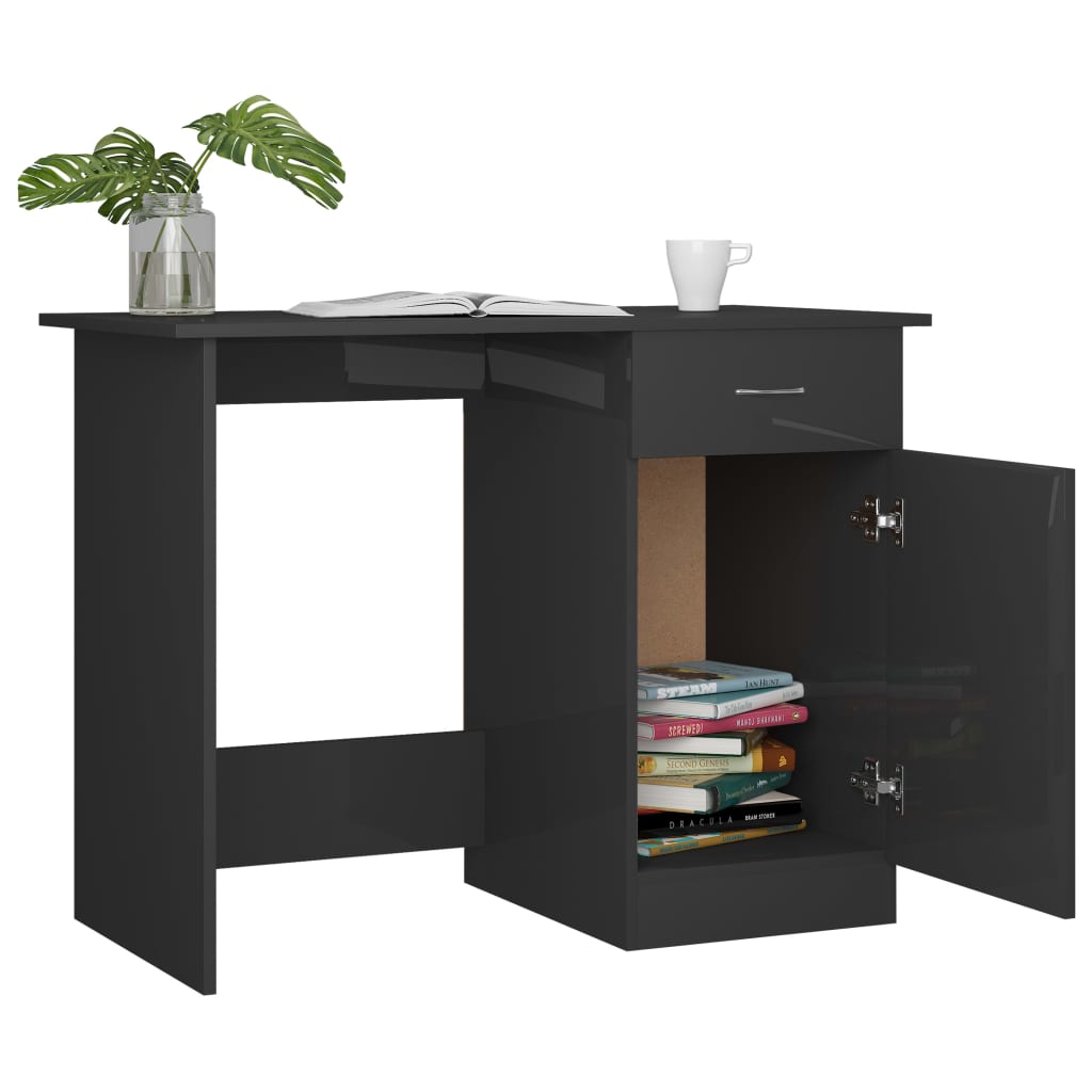 vidaXL Desk High Gloss Gray 39.4" x 19.7" x 29.9" Engineered Wood