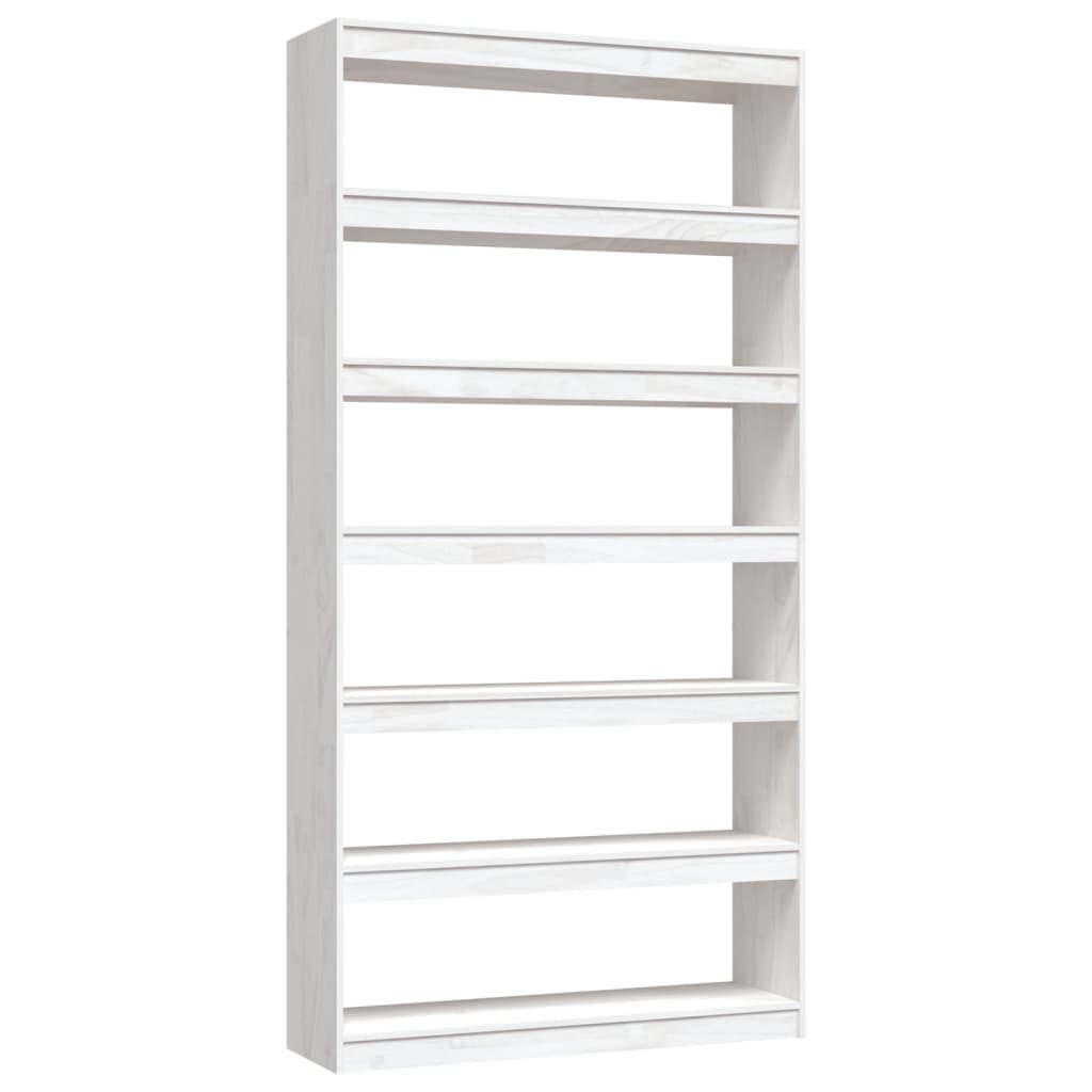 vidaXL Book Cabinet/Room Divider White 39.4"x11.8"x78.7" Solid Wood Pine