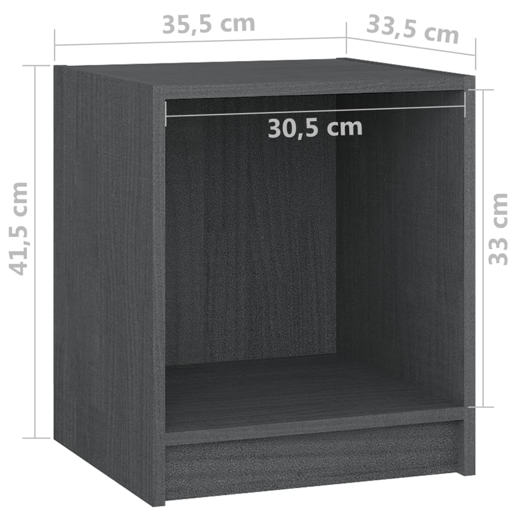 vidaXL Bedside Cabinet Gray 14"x13.2"x16.3" Solid Wood Pine