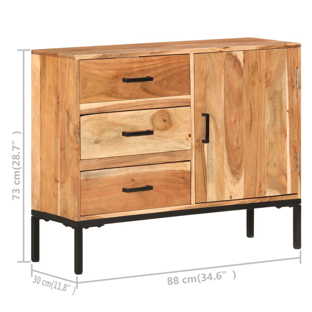 vidaXL Sideboard 34.6"x11.8"x28.7" Solid Acacia Wood