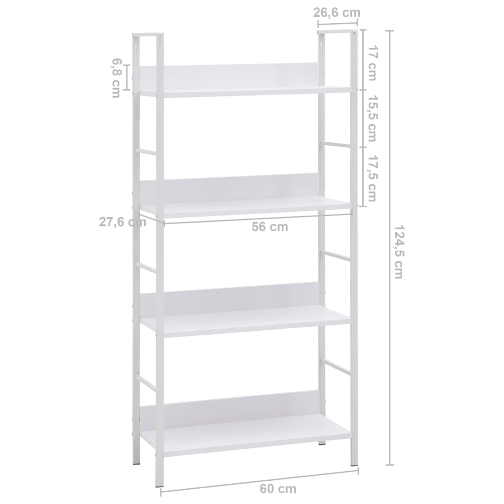 vidaXL 4-Layer Book Shelf White 23.6"x10.9"x49" Engineered Wood