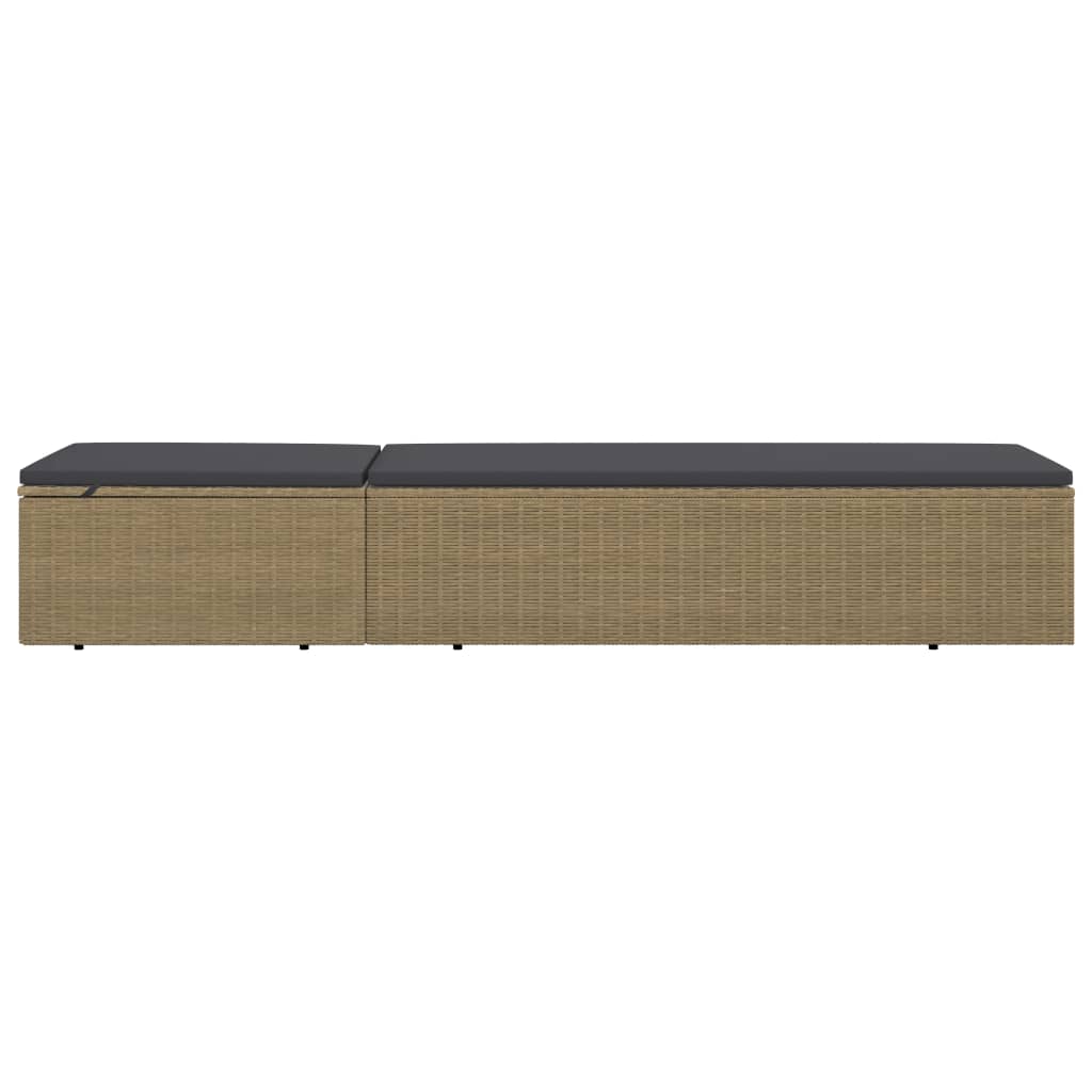 vidaXL Sunlounger Poly Rattan Brown and Dark Gray