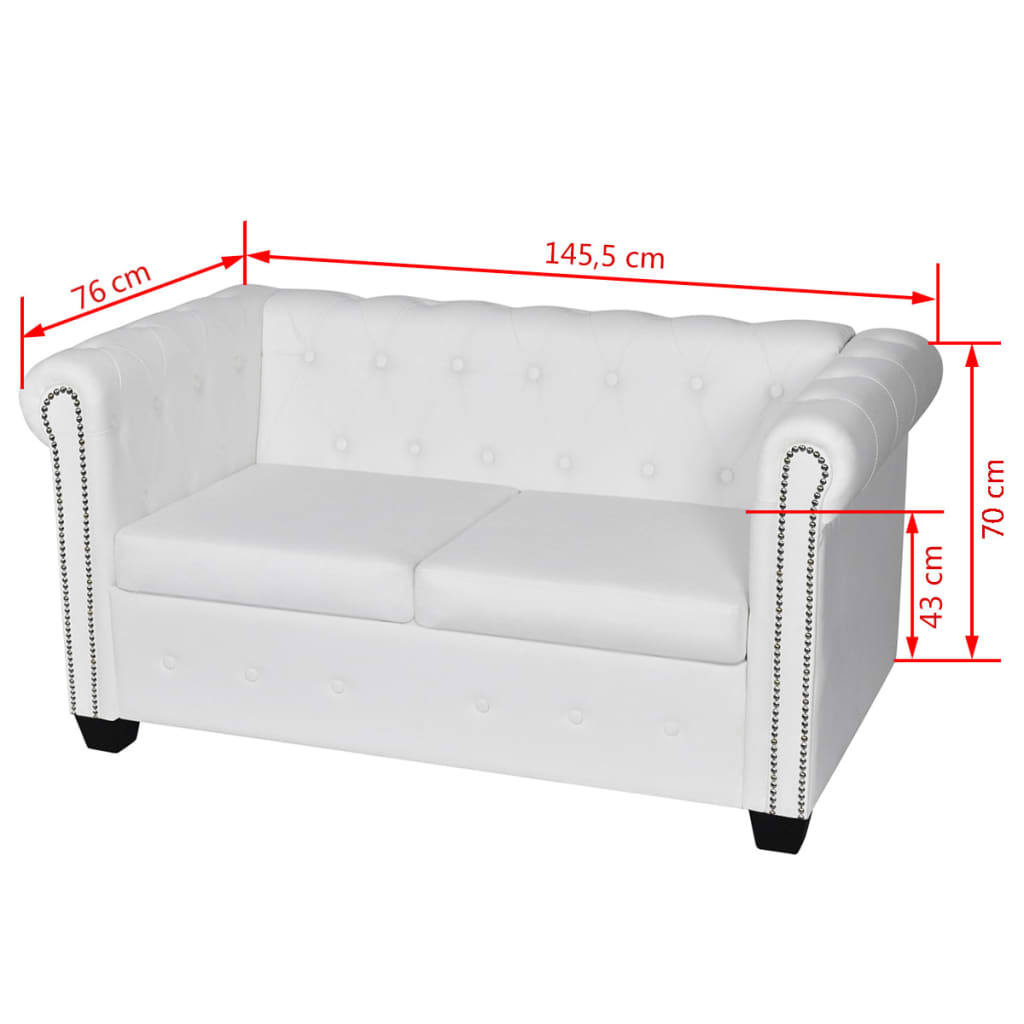 vidaXL Chesterfield 2-Seater and 3-Seater Artificial Leather White