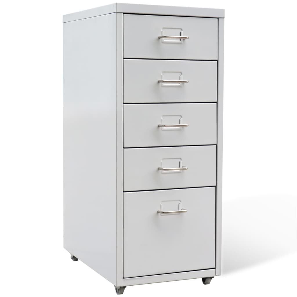 vidaXL File Cabinet with 5 Drawers Gray 27" Steel