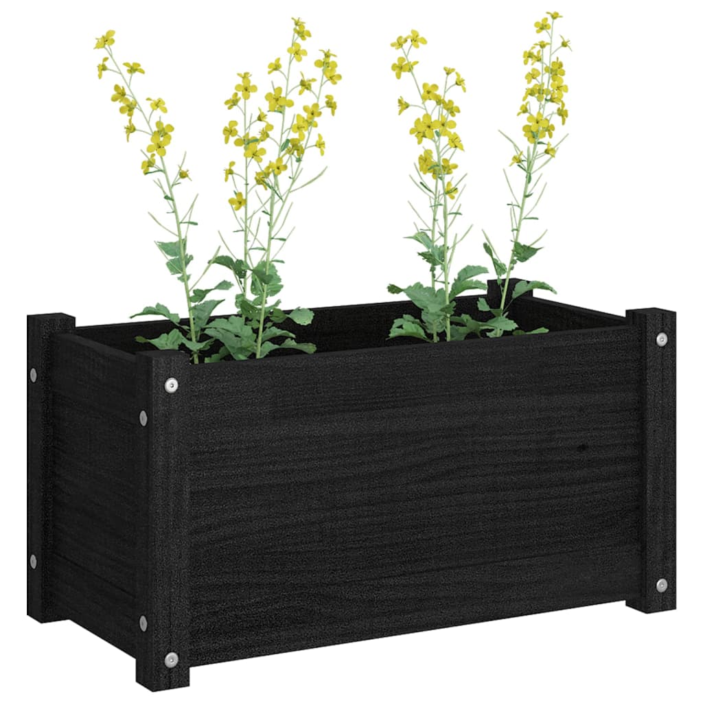 vidaXL Garden Planter Black 23.6"x12.2"x12.2" Solid Wood Pine