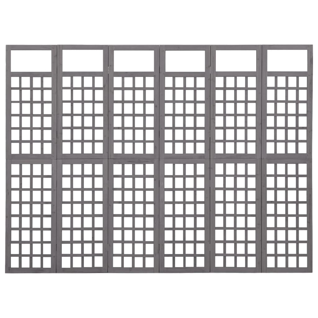 vidaXL 6-Panel Room Divider/Trellis Solid Fir Wood Gray 95.5"x70.9"