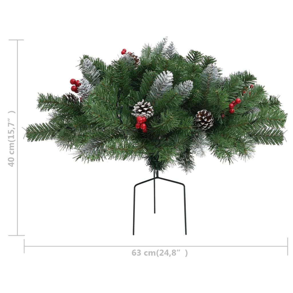 vidaXL Artificial Pathway Pre-lit Christmas Tree Green 15.7" PVC