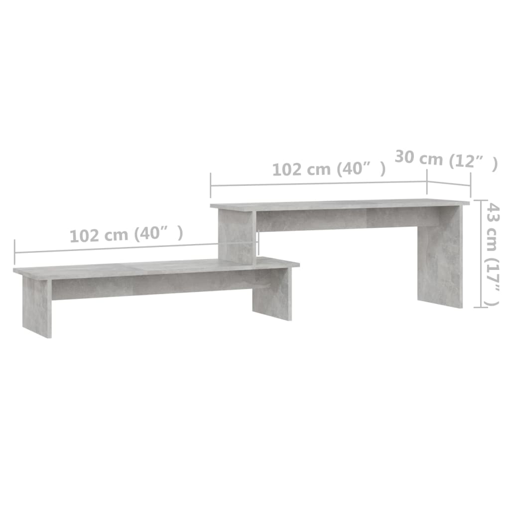 vidaXL TV Stand Concrete Gray 70.9"x11.8"x16.9" Engineered Wood