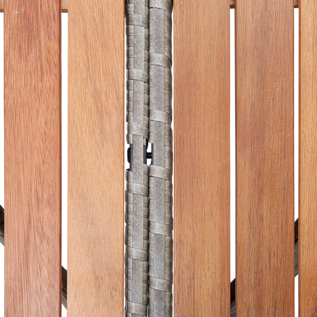 vidaXL Patio Table Gray 45.3"x29.1" Poly Rattan and Acacia Wood