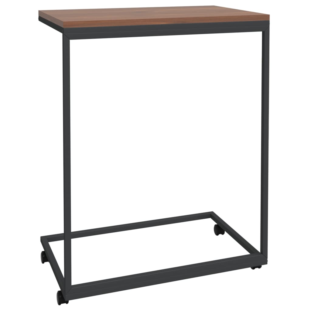 vidaXL Side Table with Wheels Black 21.7"x13.8"x27.6" Engineered Wood