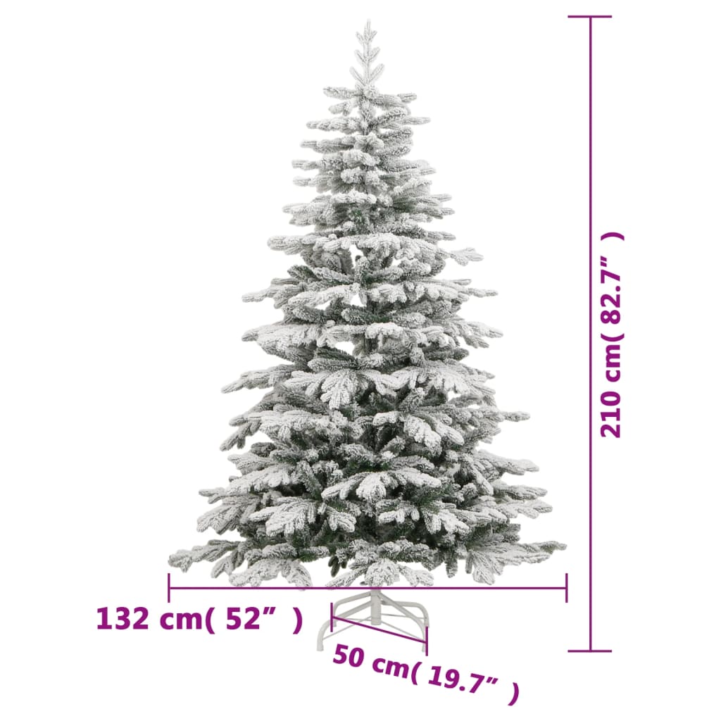 vidaXL Artificial Hinged Christmas Tree 300 LEDs & Flocked Snow 82.7"