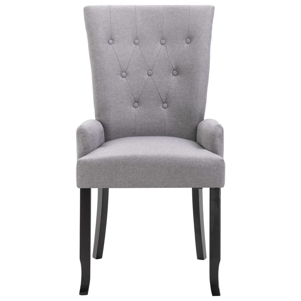 vidaXL Dining Chair with Armrests Light Gray Fabric