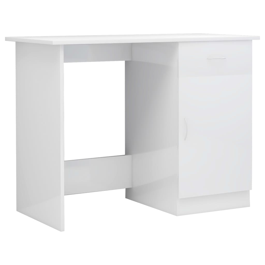 vidaXL Desk High Gloss White 39.4" x 19.7" x 29.9" Engineered Wood