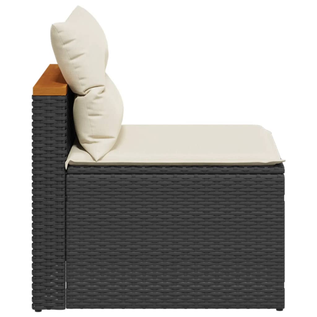 vidaXL Patio Sofas Armless with Cushions 2 pcs Black Poly Rattan
