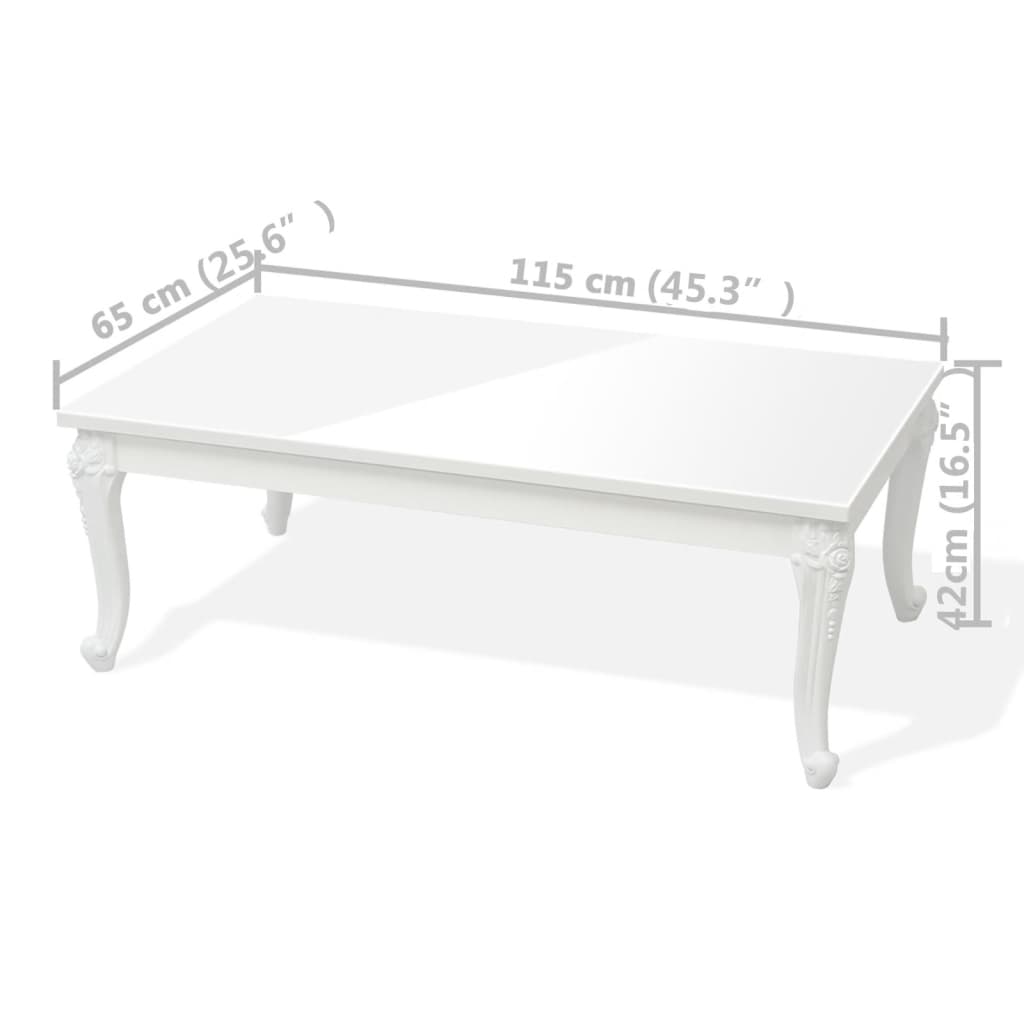 vidaXL Coffee Table 45.3"x25.6"x16.5" High Gloss White
