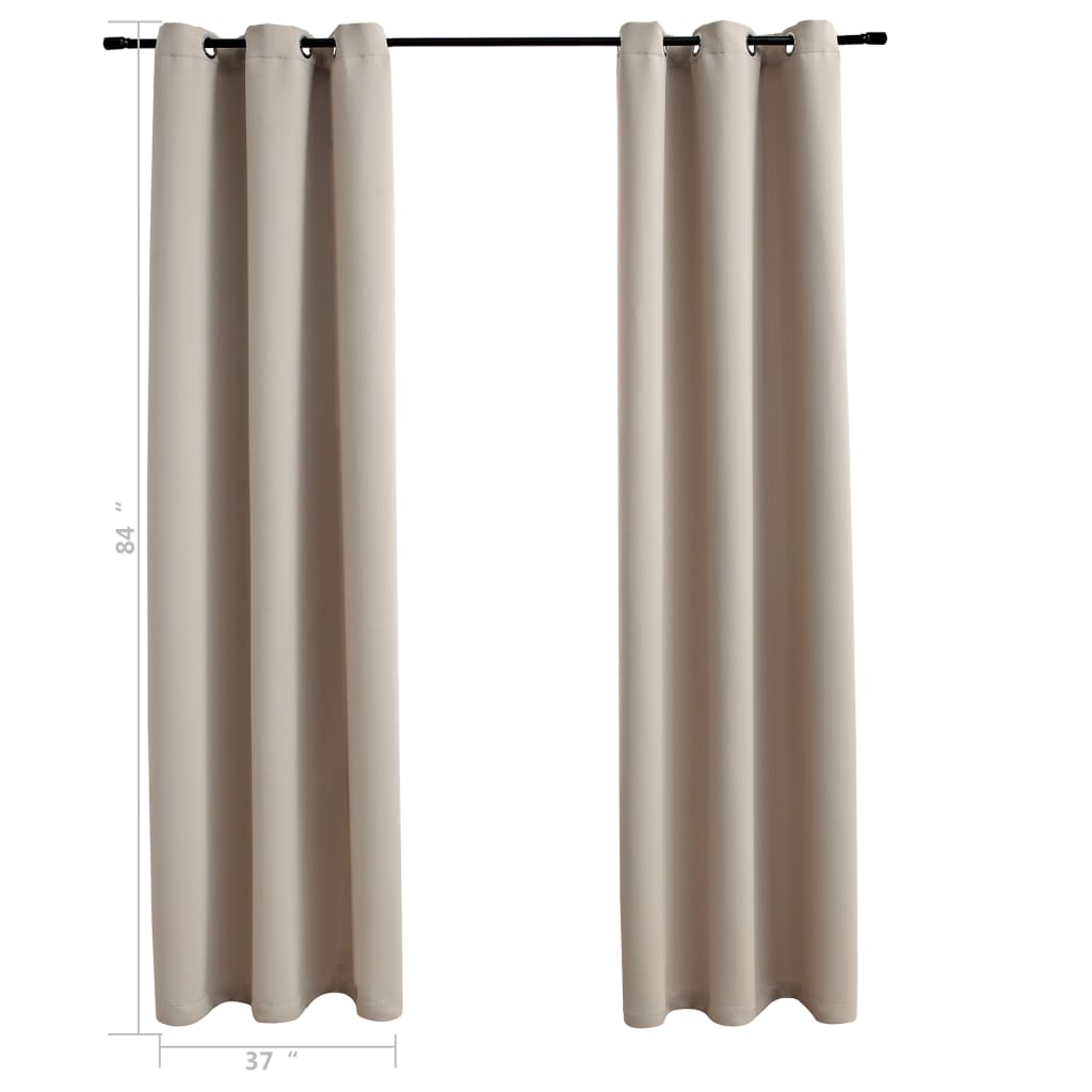 vidaXL Blackout Curtains with Rings 2 pcs Beige 37"x84" Fabric