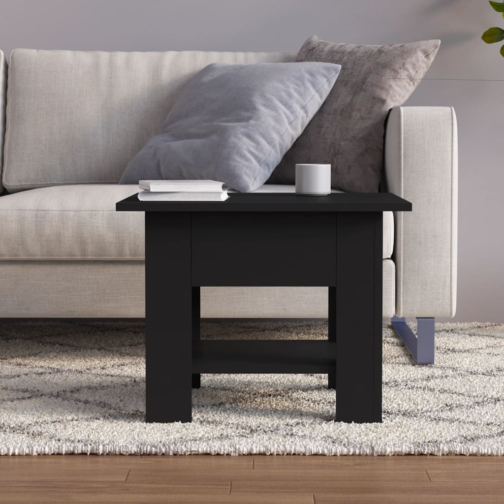 vidaXL Coffee Table Black 21.7"x21.7"x16.5" Engineered Wood