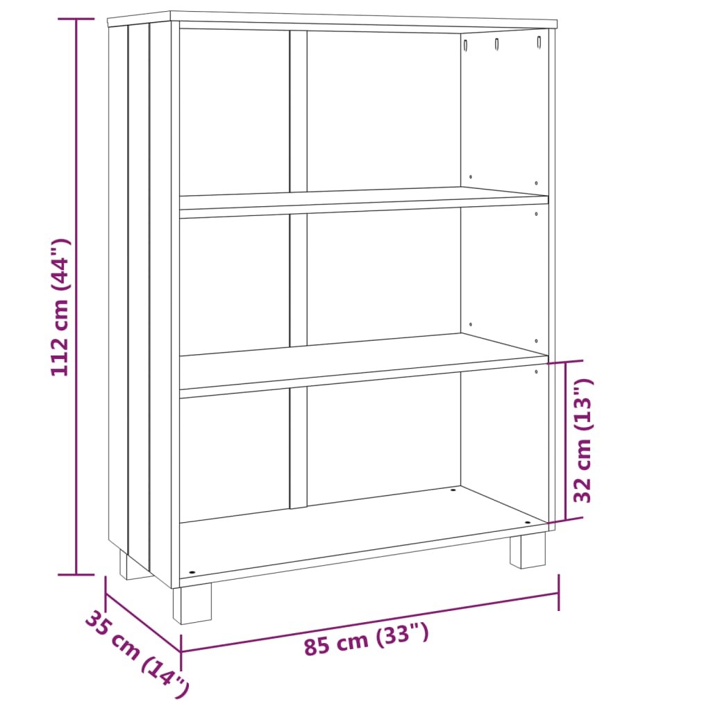 vidaXL Book Cabinet White 33.5"x13.8"x44.1" Solid Wood Pine
