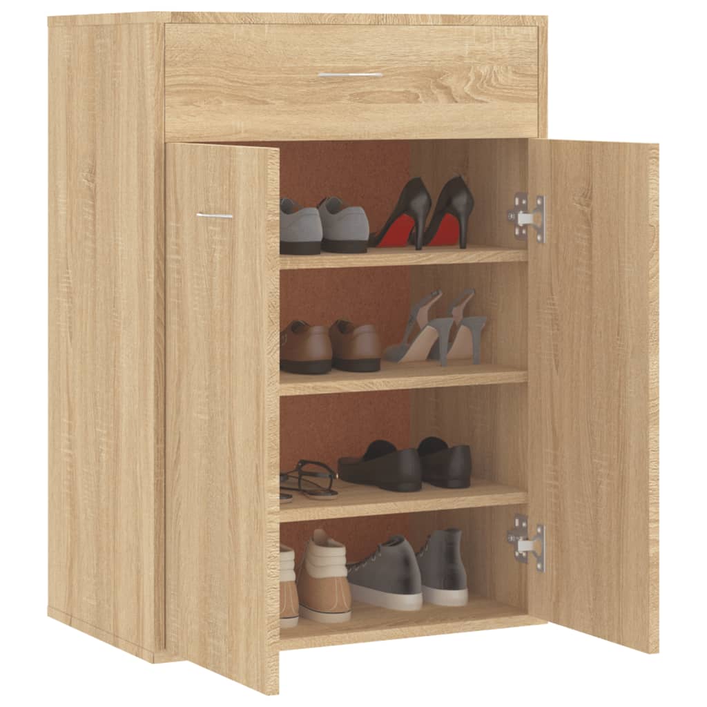 vidaXL Shoe Cabinet Sonoma Oak 23.6"x13.7"x33" Chipboard