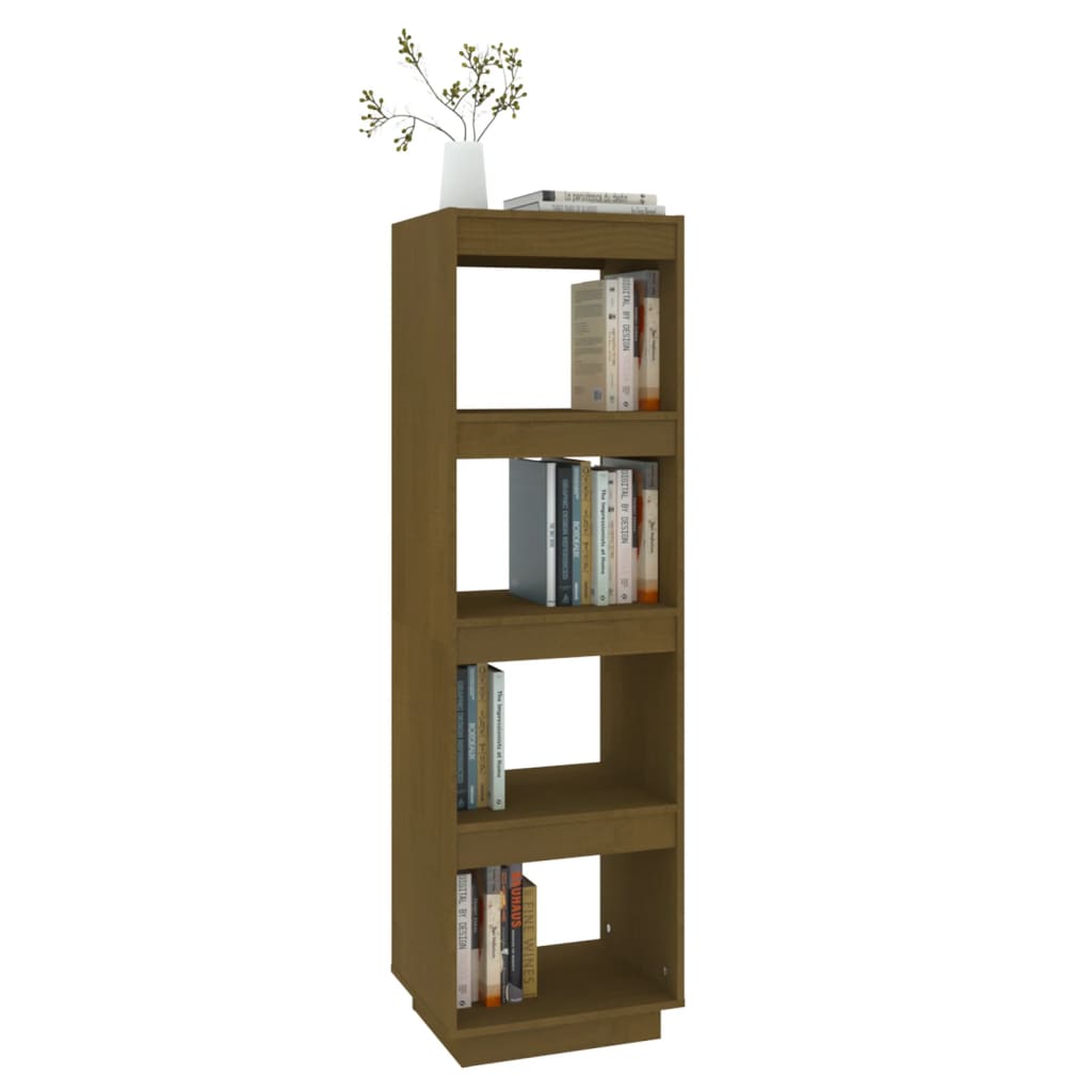 vidaXL Book Cabinet/Room Divider Honey Brown 15.7"x13.8"x53.1" Solid Wood Pine