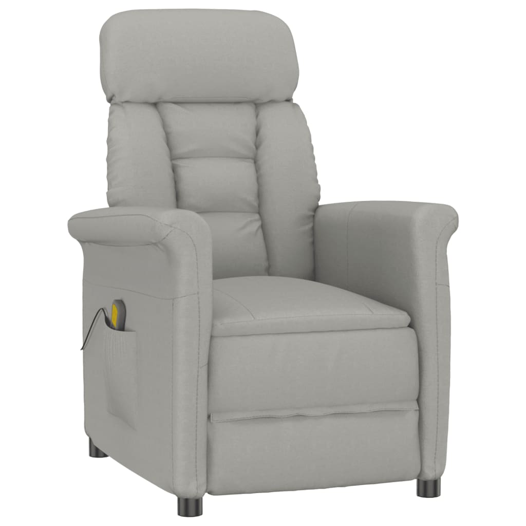 vidaXL Massage Recliner Light Gray Faux Suede Leather