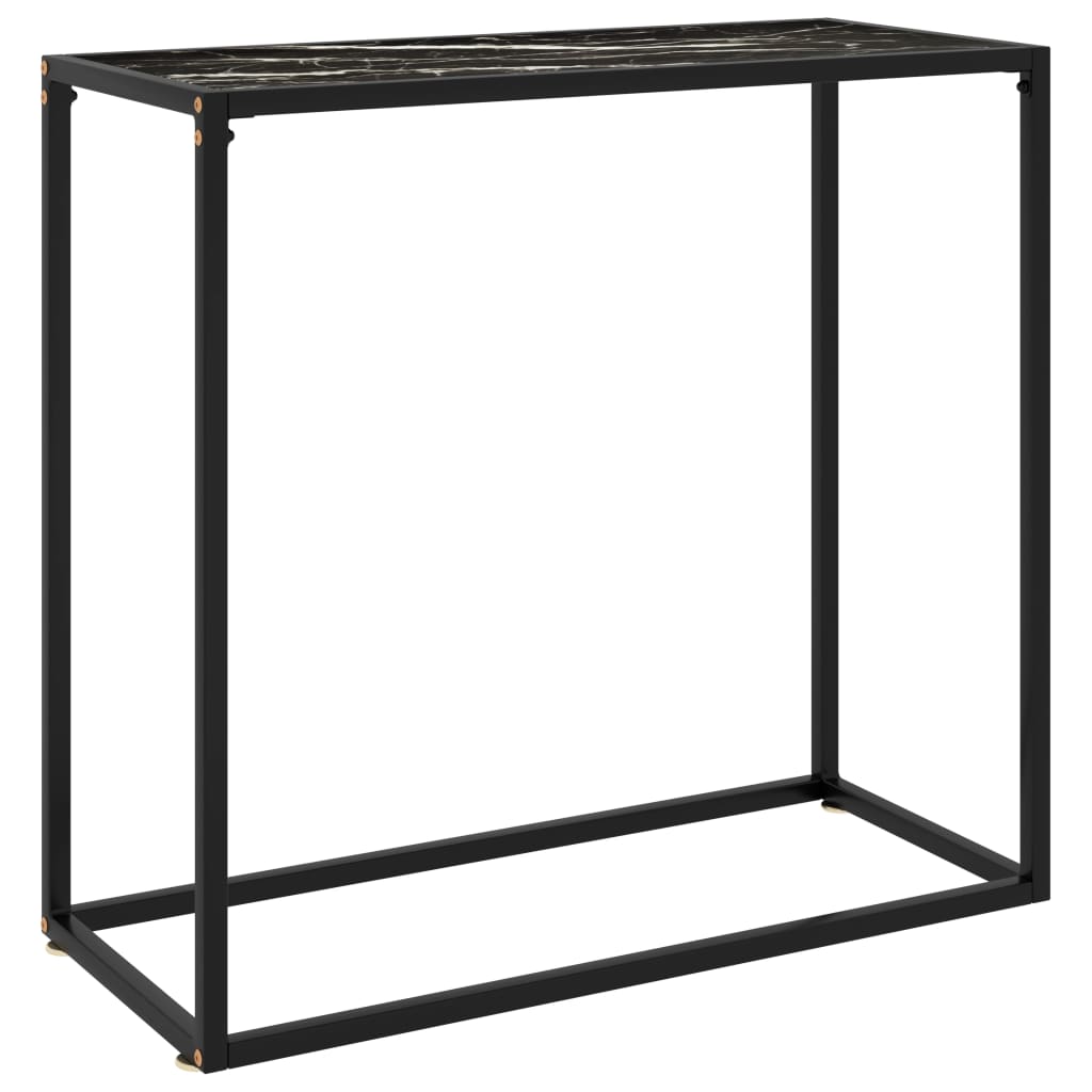 vidaXL Console Table Black 31.5"x13.8"x29.5" Tempered Glass