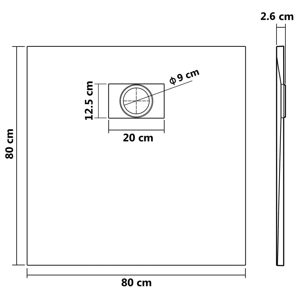 vidaXL Shower Base Tray SMC Brown 31.5"x31.5"