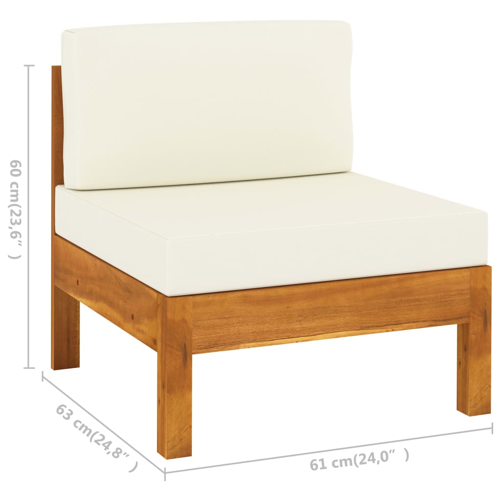 vidaXL 9 Piece Patio Lounge Set with Cream White Cushions Acacia Wood