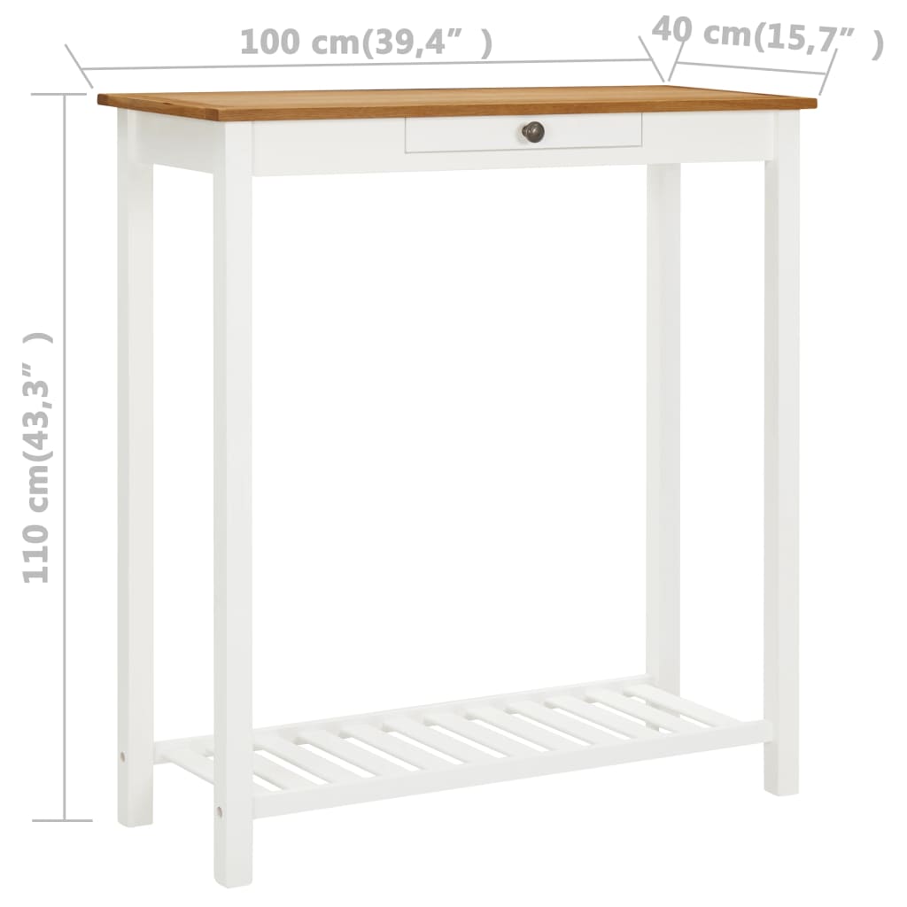 vidaXL Bar Table 39.4"x15.7"x43.3" Solid Oak Wood
