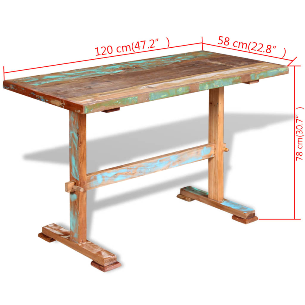 vidaXL Pedestal Dining Table Solid Reclaimed Wood 47.2"x22.8"x30.7"