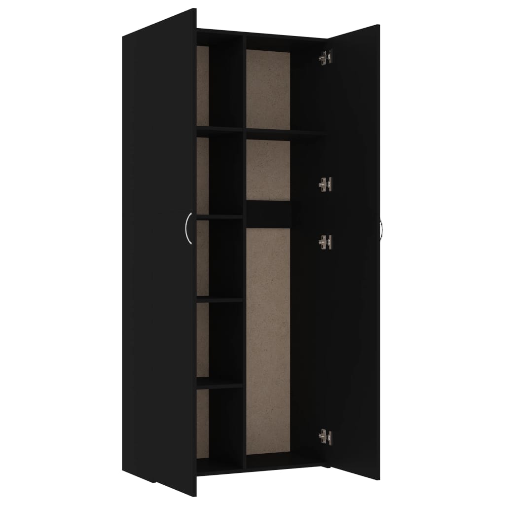 vidaXL Storage Cabinet Black 31.5"x14"x70.9" Engineered Wood