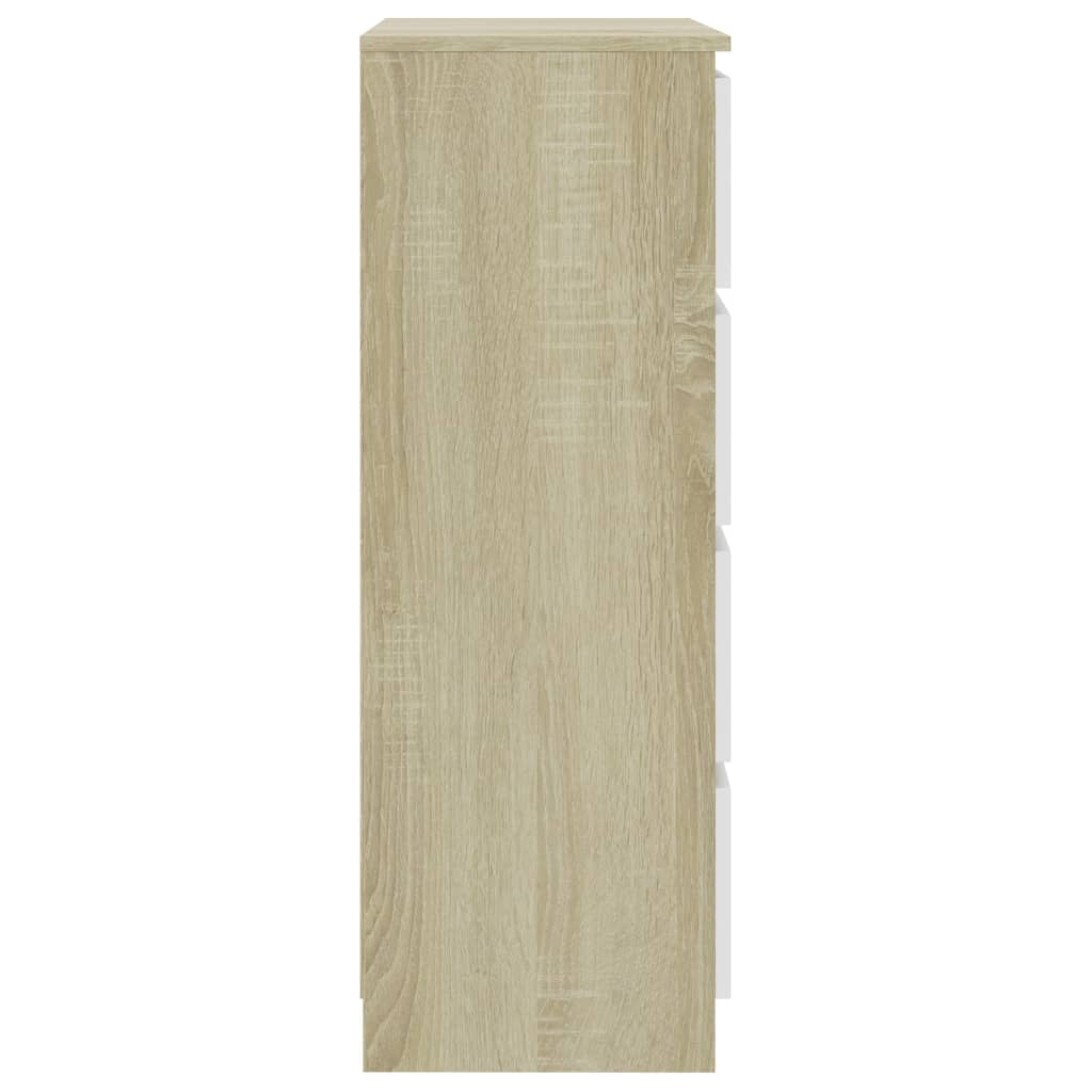 vidaXL Sideboard White and Sonoma Oak 23.6"x13.8"x38.8" Engineered Wood