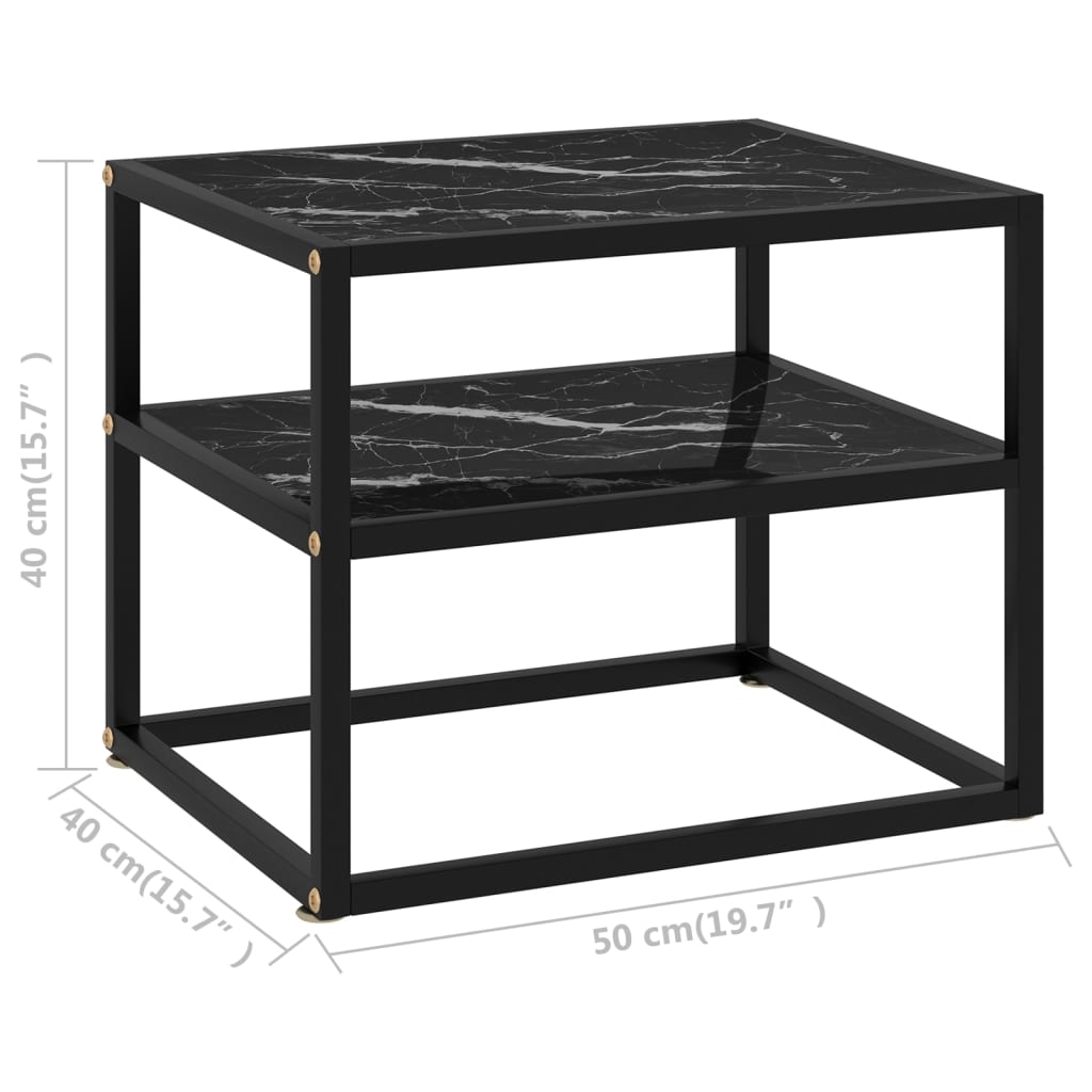 vidaXL Console Table Black 19.7"x15.7"x15.7" Tempered Glass