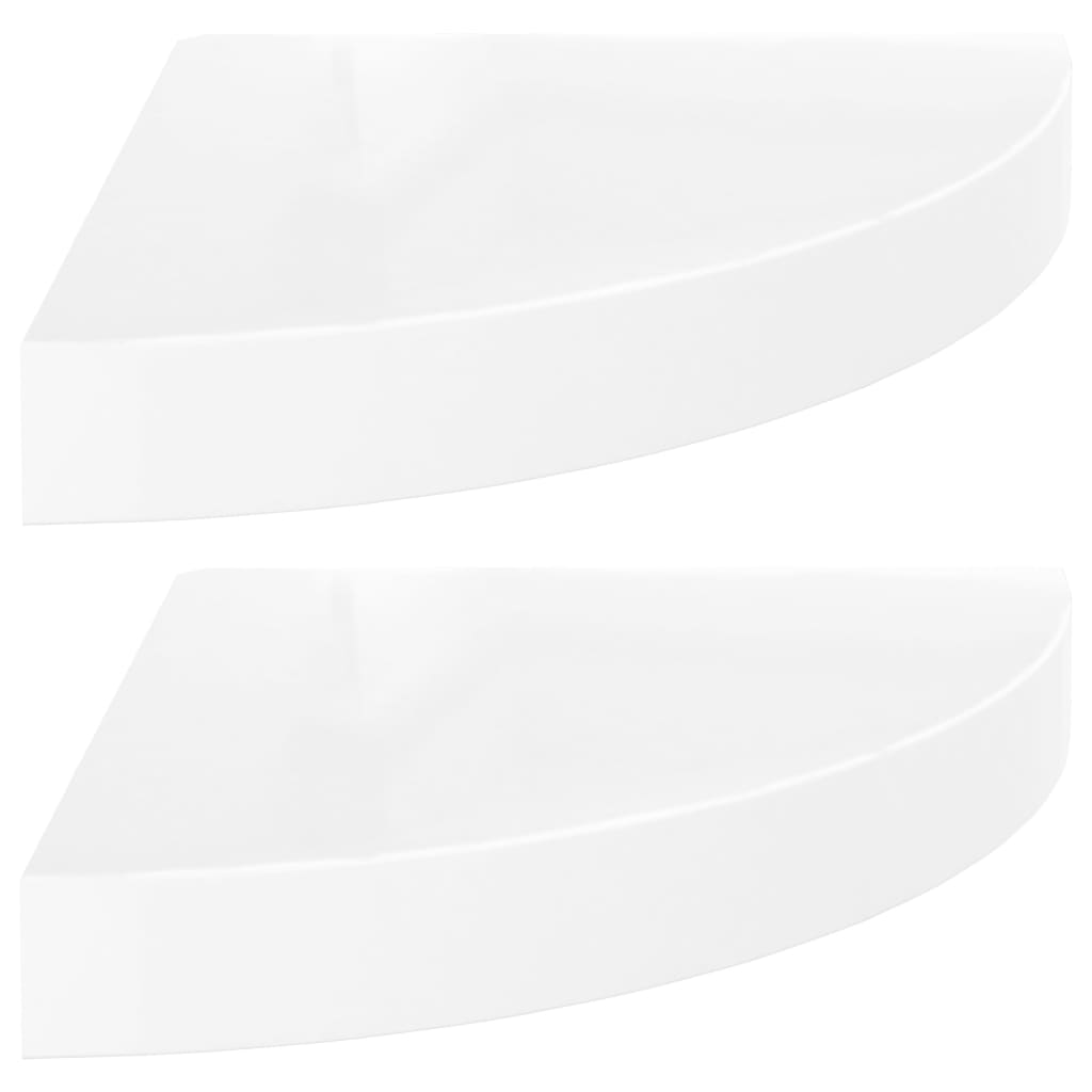 vidaXL Floating Corner Shelves 2 pcs High Gloss White 9.8"x9.8"x1.5" MDF