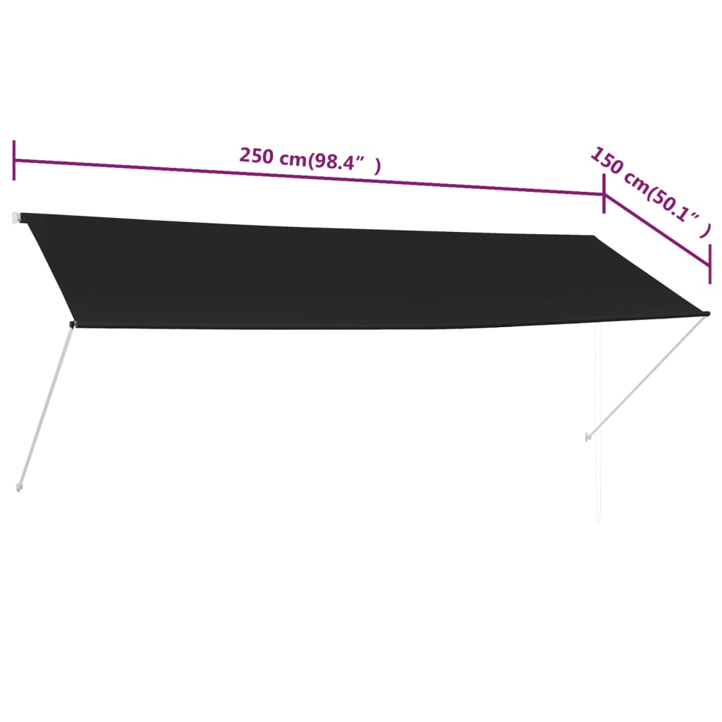 vidaXL Retractable Awning 137.8"x59.1" Anthracite