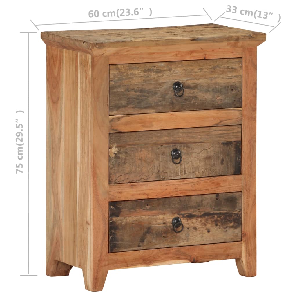 vidaXL Sideboard 23.6"x13"x29.5" Solid Acacia Wood and Reclaimed Wood