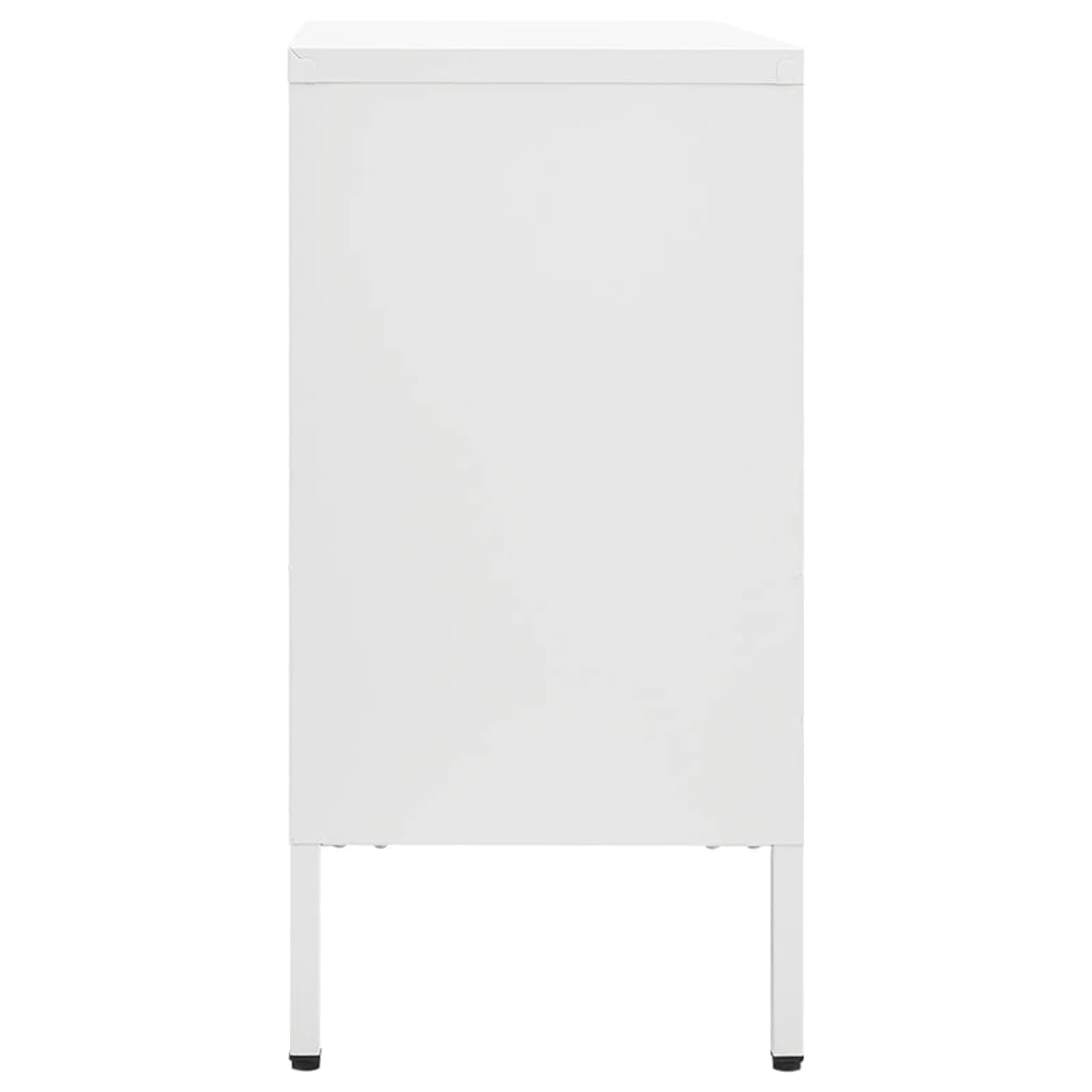 vidaXL Sideboard White 41.3"x13.8"x27.6" Steel and Tempered Glass